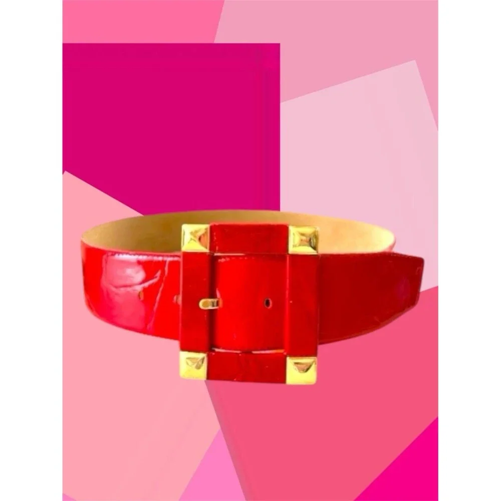 VTG Liz Claiborne Red Croc Patent Leather Wide Belt Size M